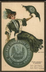 Tulane University Girl, New Orleans, LA Postcard