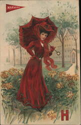 Harvard University - Woman with Red Parasol Postcard