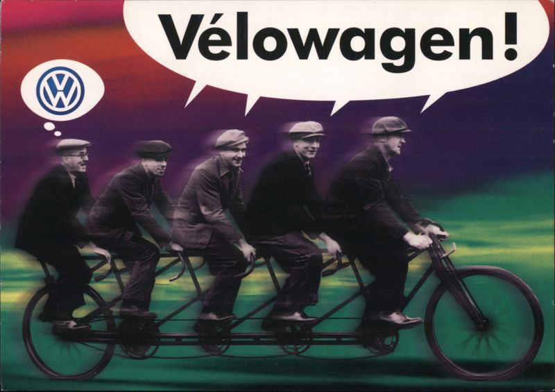 Vélowagen! - Four Men on a Quadruple Bicycle Rack Cards