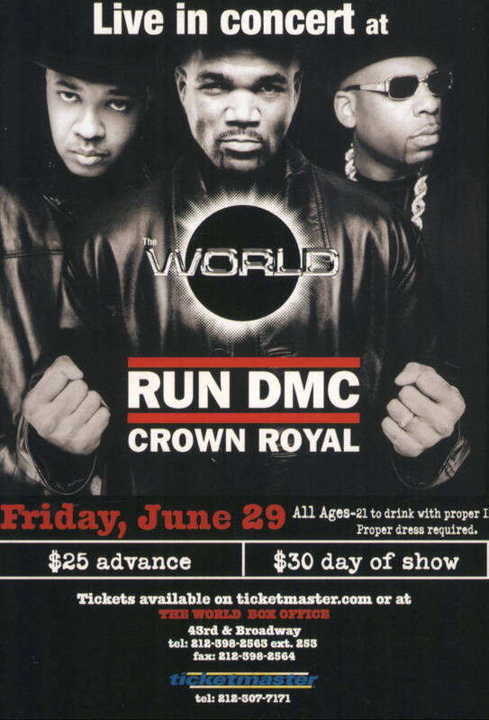 Run DMC and Crown Royal at The World Rack Cards