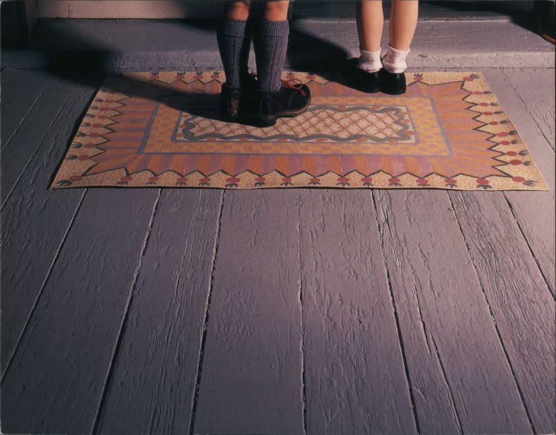 Visitors Painted Tassel Floorcloth Modern (1970's to Present)