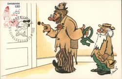 Two Tramps Ringing Doorbell, Holding Venus Symbol Postcard