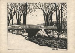 Footbridge over a Creek Postcard