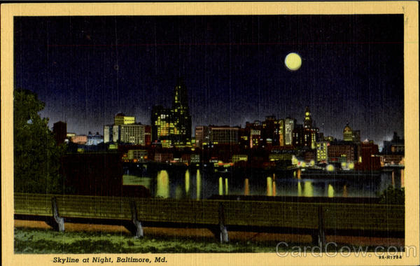 Skyline at Night Baltimore Maryland