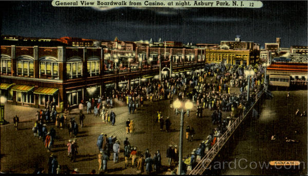General View Boardwalk from Casino at night Asbury Park New Jersey
