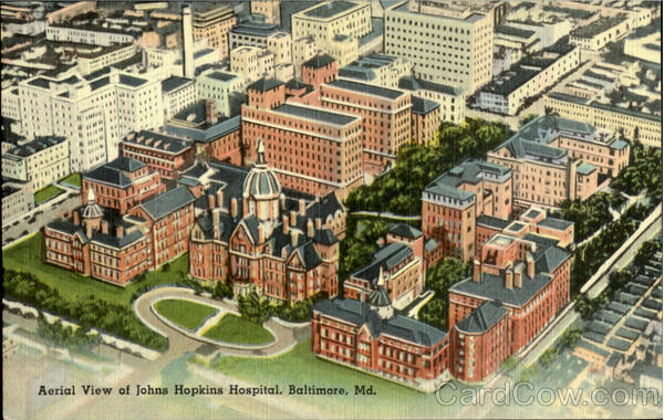 Aerial View of johns Hopkins Hospital Baltimore Maryland