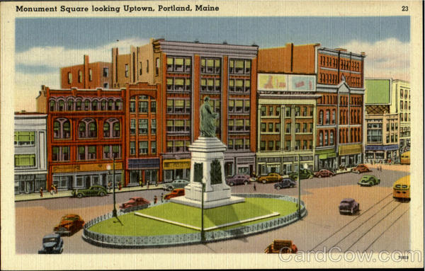 Monument Square looking Uptown Portland Maine