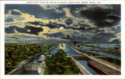 Bird's eye view of the Locks at Night, Sault Ste. Bird's eye view of the Locks at Night, Sault Ste.