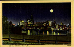 Skyline at Night Postcard