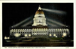 State Capitol Building at Night Postcard