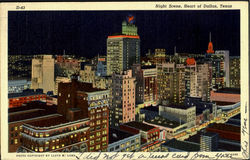 Night Scene Heart of Dallas Postcard