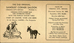 The Old Original Sawdust Corner Saloon Virginia City, NV Postcard Postcard