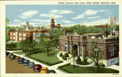 Public Library and Junior High School Postcard