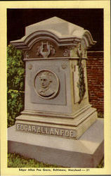Edgar Allen Poe Grave Postcard
