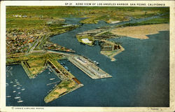 Aero View Of Los Angeles Harbor San Pedro, CA Postcard Postcard