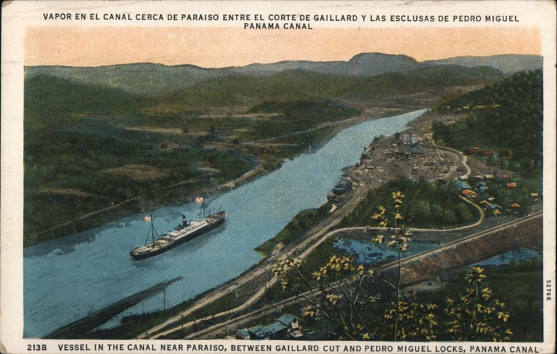 Vessel in the Canal Near Paraiso, Between Gaillard Cut and Pedro Miguel Locks Panama