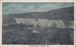 Broken Dam, Austin, PA Postcard