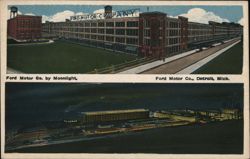 Ford Motor Co. by Moonlight, Detroit, Mich. Postcard