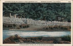 Cottages Facing Eel River at Lane's Redwood Flat Postcard