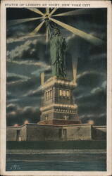 Statue of Liberty by Night - Sent to Italy Postcard