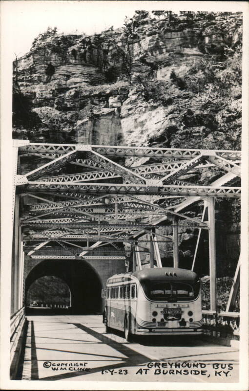Greyhound Bus at Burnside, KY Kentucky W.M. Cline