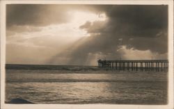 Stormy Ocean View with Pier Postcard