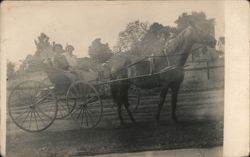 Horse-Drawn Carriage with Two Women Postcard