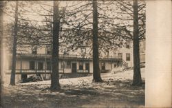 Large Building in Wooded Area with Balconies Postcard