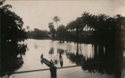 River Scene with Canoe Postcard