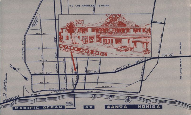 Olympic Auto Hotel, Santa Monica, CA Map California