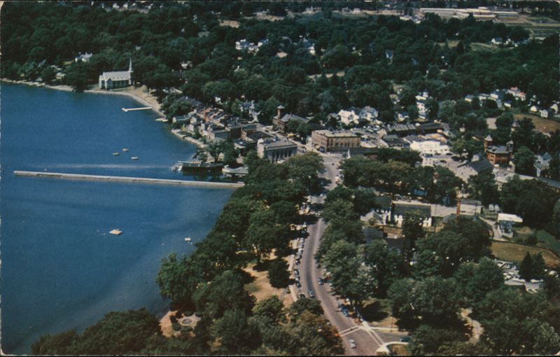 Aerial View of Business Section and Lake Front Skaneateles New York