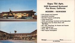 Kapu Tiki Apartments, Pico Rivera, CA Postcard