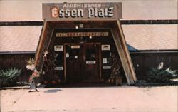 Amish & Swiss Essen Platz Restaurant Entrance Postcard