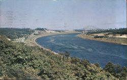 Cape Cod Canal and Sagamore Bridge, Cape Cod, MA Postcard