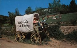 Children in Covered Wagon, California Hot Springs Resort Postcard