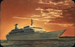 Island Princess Cruise Ship at Sunset Postcard