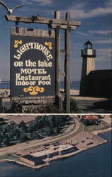 Lighthouse Inn on the Lake, Two Rivers, WI Postcard