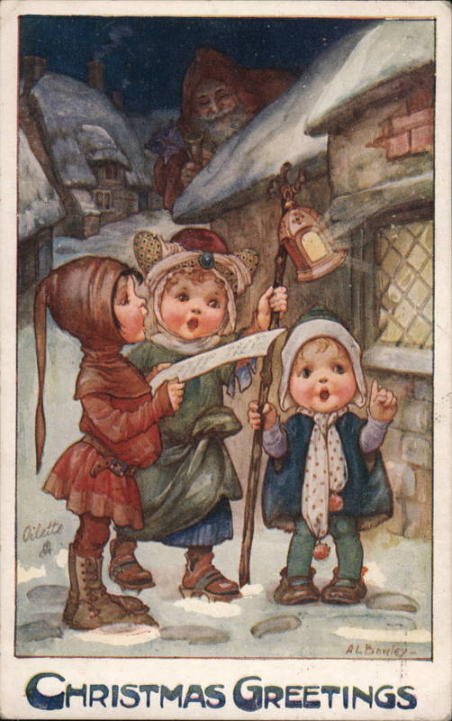 Three Children singing Christmas Carols Ada Lenora Bowley