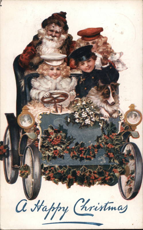 Children Driving Car with Santa in the Backseat A. Bickworth