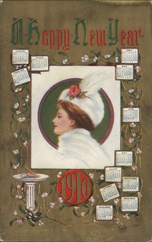 Happy New Year 1910 Santa Claus Charles A Gibson Postcard