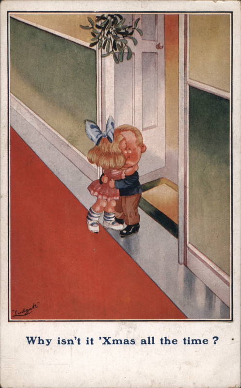 Couple Kissing Under the Mistletoe Albert E. Carnell (Ludgate)