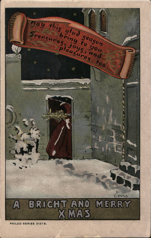 Back View of Santa Delivering a Christmas Tree Charles V. Lamb