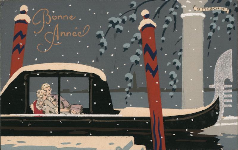 Art Deco Couple Gondola Ride Giovanni Meschini Christmas