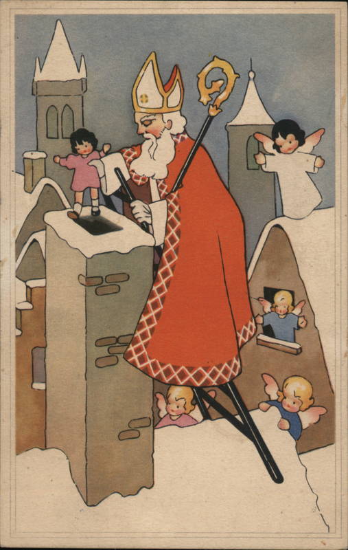 Christmas Rooftop Presents Santa Claus