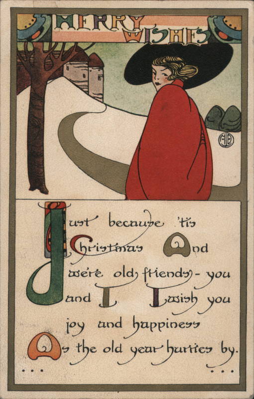 Arts & Crafts Christmas to an old friend from a pretty young lady in red