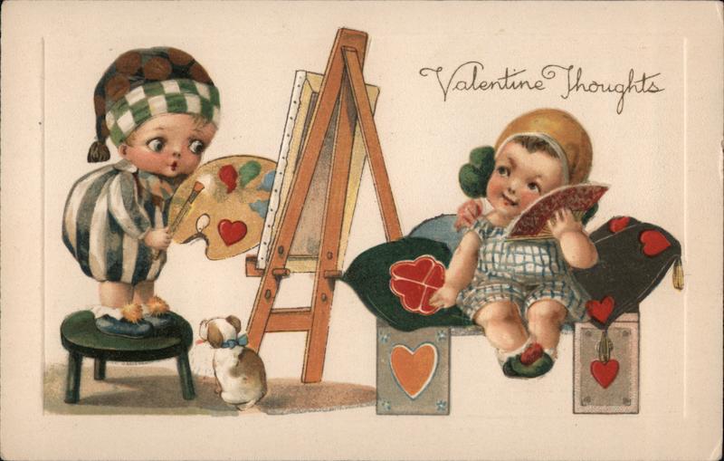 Child Painting Portrait of Another Child J. Freixas