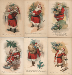 Set of 6: Gibson Santa Claus Postcard