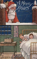 Santa Claus Talking to Students Through Radio as They Listen Postcard