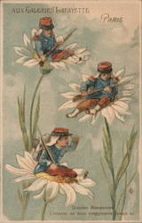 French Fantasy Little Boy Soldiers in Flowers Trade Cards Lovis Corinth Trade Card Trade Card Trade Card