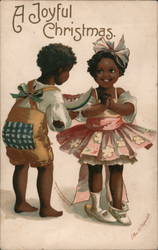 Rare: A Joyful Christmas Black Children with Watermelon Ellen Clapsaddle Postcard Postcard Postcard